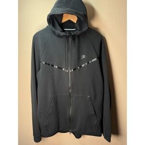 Nike Tech Fleece Full Zip Hoodie Mens Medium Black Chevron Lightweight Jacket